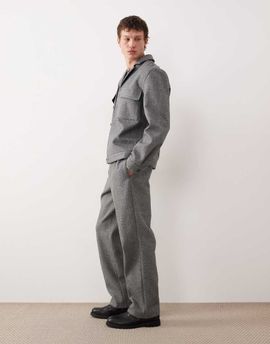 ASOS DESIGN ASOS DESIGN tailored brushed twill straight pants in charcoal - part of a set-Gray
