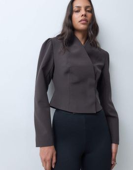 ASOS DESIGN ASOS DESIGN tailored cinch waist wrap blazer-Brown