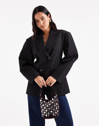 ASOS DESIGN ASOS DESIGN Tailored cocoon sleeve double breasted blazer in black