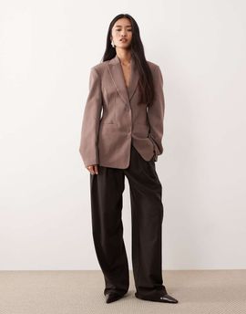 ASOS DESIGN ASOS DESIGN tailored cocoon sleeve molded hip blazer in brown