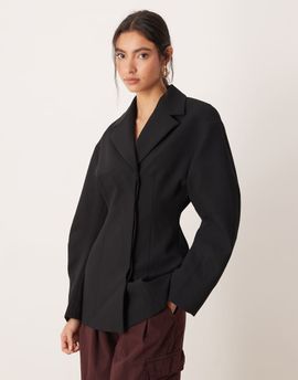 ASOS DESIGN ASOS DESIGN tailored collar cinched waist jacket in black