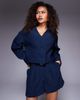 ASOS DESIGN ASOS DESIGN tailored cropped textured blazer in navy - part of a set - 1