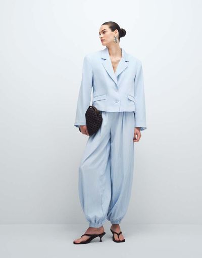 ASOS DESIGN ASOS DESIGN Tailored cuff hem balloon pants in soft blue