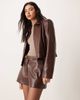 ASOS DESIGN ASOS DESIGN tailored faux leather high waist shorts in chocolate - part of a set-Brown - 1