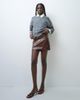 ASOS DESIGN ASOS DESIGN Tailored faux leather mini skirt with split in tan croc-Brown - 2