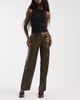 ASOS DESIGN ASOS DESIGN Tailored faux leather relaxed straight leg pants in olive croc-Green - 1