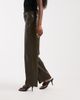 ASOS DESIGN ASOS DESIGN Tailored faux leather relaxed straight leg pants in olive croc-Green - 2
