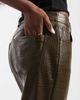 ASOS DESIGN ASOS DESIGN Tailored faux leather relaxed straight leg pants in olive croc-Green - 3