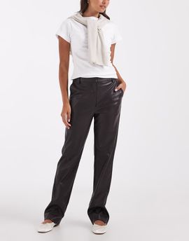 ASOS DESIGN ASOS DESIGN Tailored faux leather straight leg pants in dark brown
