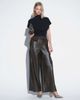 ASOS DESIGN ASOS DESIGN Tailored faux leather wide leg fold over waist pants in khaki-Green - 1