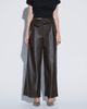 ASOS DESIGN ASOS DESIGN Tailored faux leather wide leg fold over waist pants in khaki-Green - 3