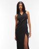 ASOS DESIGN ASOS DESIGN tailored halterneck midi dress with open back in black pinstripe-Multi - 4