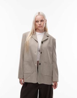 ASOS DESIGN ASOS DESIGN tailored high break point oversized jacket in brown herringbone