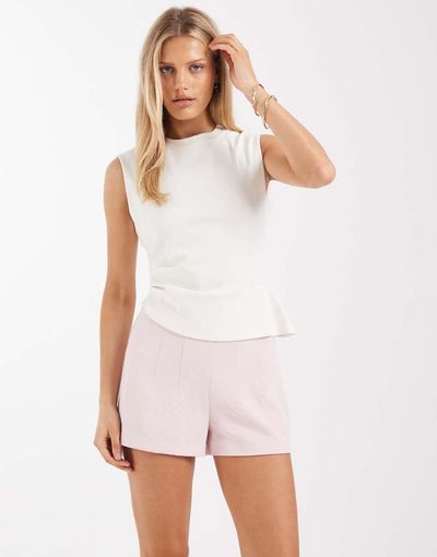 ASOS DESIGN ASOS DESIGN tailored high waist corset seam detailing shorts in pink