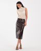 ASOS DESIGN ASOS DESIGN tailored leather look midi pencil skirt in conker crackle-Brown - 1