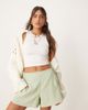 ASOS DESIGN ASOS DESIGN tailored linen look boxer shorts in pistachio-Green - 2