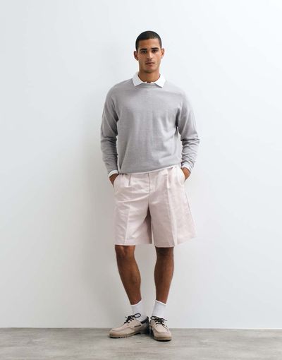 ASOS DESIGN ASOS DESIGN tailored linen rich bermuda shorts in dusty pink