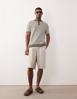 ASOS DESIGN ASOS DESIGN tailored linen rich oversized bermuda shorts in stone-Neutral