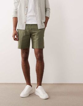 ASOS DESIGN ASOS DESIGN tailored linen rich regular shorts in olive green