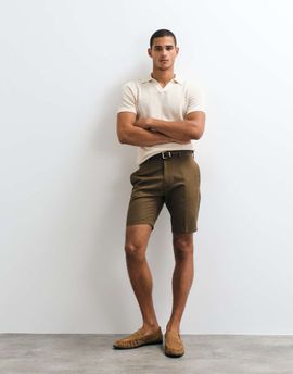 ASOS DESIGN ASOS DESIGN tailored linen rich slim shorts in dark brown