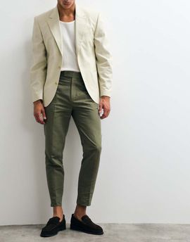 ASOS DESIGN ASOS DESIGN tailored linen rich tapered pants in olive green