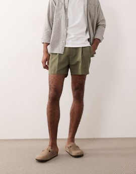 ASOS DESIGN ASOS DESIGN tailored linen rich wide shorts in olive green