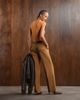 ASOS DESIGN ASOS DESIGN tailored mid-rise relaxed pants with belt and split hem in brown - 3