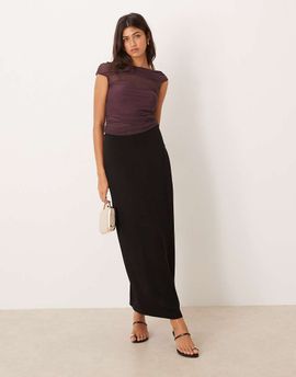 ASOS DESIGN ASOS DESIGN tailored midi pencil skirt with tie back detail in black