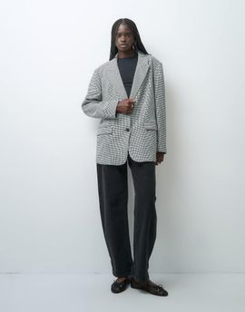 ASOS DESIGN ASOS DESIGN tailored oversized blazer in black in mono dogtooth-MULTI