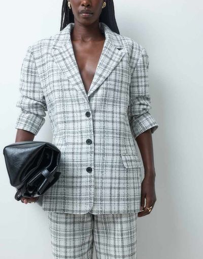 ASOS DESIGN ASOS DESIGN tailored oversized blazer in winter white plaid