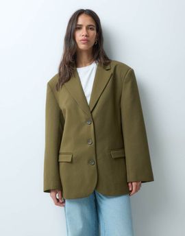 ASOS DESIGN ASOS DESIGN Tailored oversized strong shoulder blazer in olive-Green