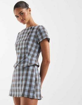 ASOS DESIGN ASOS DESIGN tailored pelmet mini skort in plaid-Blue