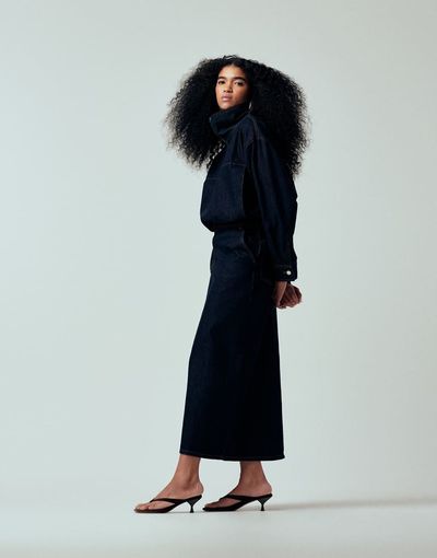 ASOS DESIGN ASOS DESIGN tailored pencil skirt in denim - part of a set-Navy