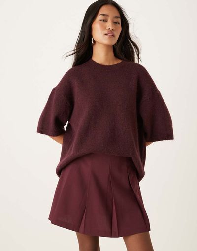 ASOS DESIGN ASOS DESIGN tailored pleated mini skirt in dark cherry