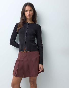 ASOS DESIGN ASOS DESIGN Tailored pleated mini skirt in deep brown