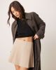 ASOS DESIGN ASOS DESIGN tailored pleated mini skirt in stone-Neutral - 1