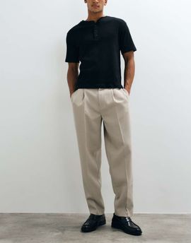 ASOS DESIGN ASOS DESIGN tailored pleated oversized tapered pants in stone microtexture-Neutral