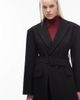 ASOS DESIGN ASOS DESIGN tailored power shoulders belted overcoat in black - 2