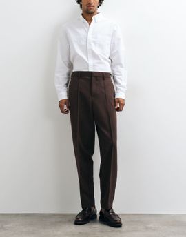 ASOS DESIGN ASOS DESIGN tailored relaxed tapered pants in brown with pintuck