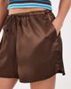 ASOS DESIGN ASOS DESIGN Tailored runner shorts in satin in brown - 4