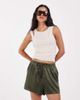 ASOS DESIGN ASOS DESIGN Tailored runner shorts in satin in khaki-Green - 1