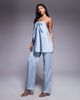 ASOS DESIGN ASOS DESIGN tailored satin halter neck top with gold tone chain detail in blue - part of a set-Brown - 2