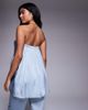 ASOS DESIGN ASOS DESIGN tailored satin halter neck top with gold tone chain detail in blue - part of a set-Brown - 4