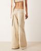 ASOS DESIGN ASOS DESIGN tailored satin pleated detailing wide leg pants in oyster-Neutral - 4