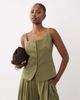 ASOS DESIGN ASOS DESIGN Tailored scoop neckline vest in sage-Green - 1