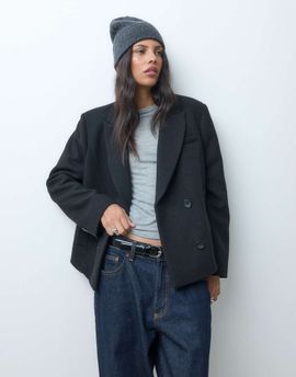 ASOS DESIGN ASOS DESIGN tailored shoulder cropped formal coat with wool in black