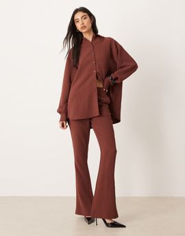 ASOS DESIGN ASOS DESIGN tailored slinky flare pants in chestnut - part of a set-Brown