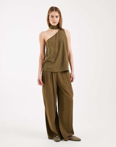 ASOS DESIGN ASOS DESIGN Tailored slouchy pants in khaki-Green
