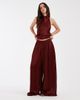 ASOS DESIGN ASOS DESIGN Tailored soft satin elastic waistband palazzo pants in brick red - 1