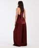 ASOS DESIGN ASOS DESIGN Tailored soft satin elastic waistband palazzo pants in brick red - 2